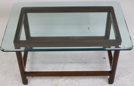 CUSTOM MAHOGANY COFFEE TABLE WITH HEAVY PLATE