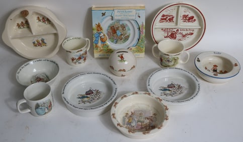 12 MISC. CHILDREN'S DISHES, NURSERY RHYME