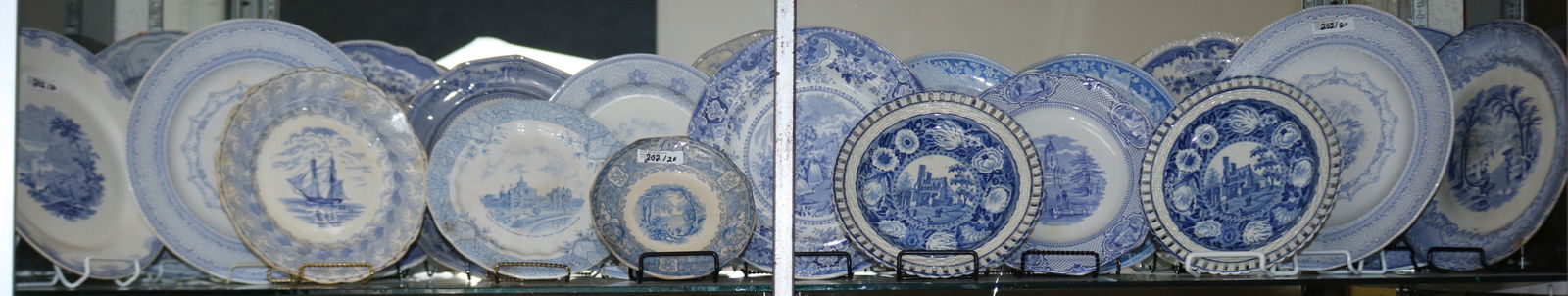 20 EARLY LIGHT BLUE TRANSFER PLATES, 6" - 10 3/4" (1 of 3)