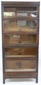5 STACK BARRISTER BOOKCASE, OAK, GLOBE WERNICKE