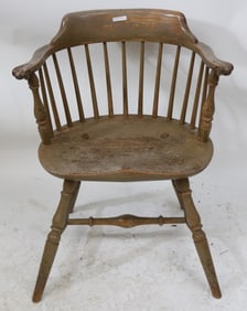 WINDSOR STYLE LOW ARM CHAIR, KNUCKLE ARM, BOLD