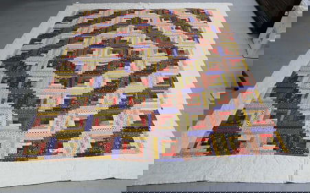 3 QUILTS, LARGE CONTEMPORARY QUILT 6' 9" X 8' 5",