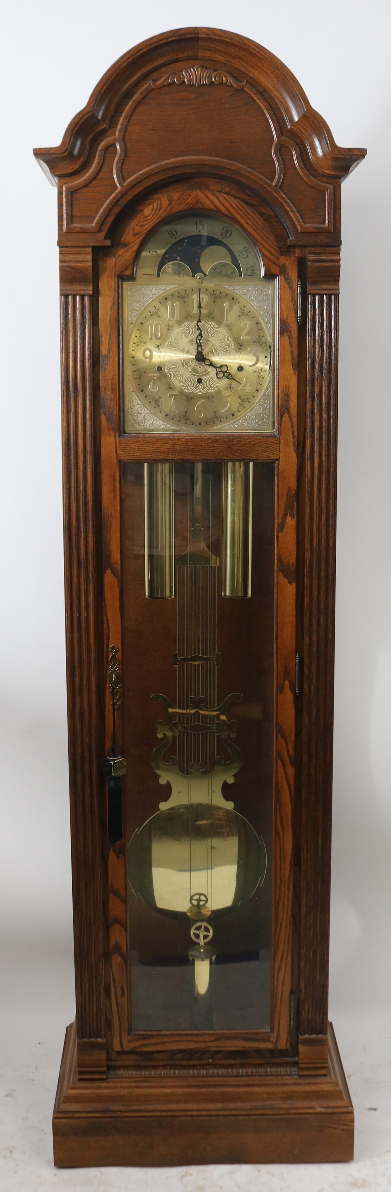 CONTEMPORARY OAK GRANDFATHERS CLOCK, BY SLIGH, 3 (1 of 3)