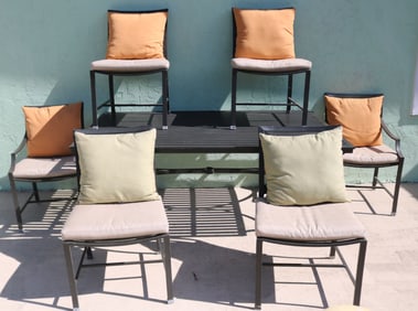 7 PIECE RESTORATION HARDWARE PATIO SET, 2 ARM