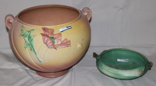 2 PCS. ROSEVILLE , POPPY JARDINIERE, 9 1/2" H, 12