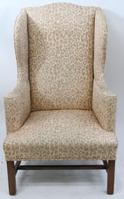 CHIPPENDALE STYLE WING CHAIR WITH JAGUAR LEOPARD