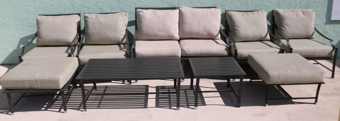 9 PCS. RESTORATION HARDWARE ALUMINUM PORCH SET