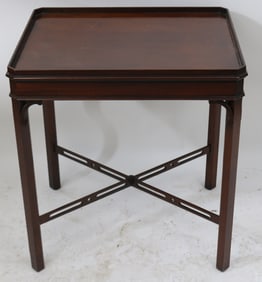 QUALITY CUSTOM MAHOGANY TEA TABLE, OPEN WORK,