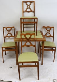 5 PCS. STAKMORE, FOLDING CARD TABLE & CHAIRS,
