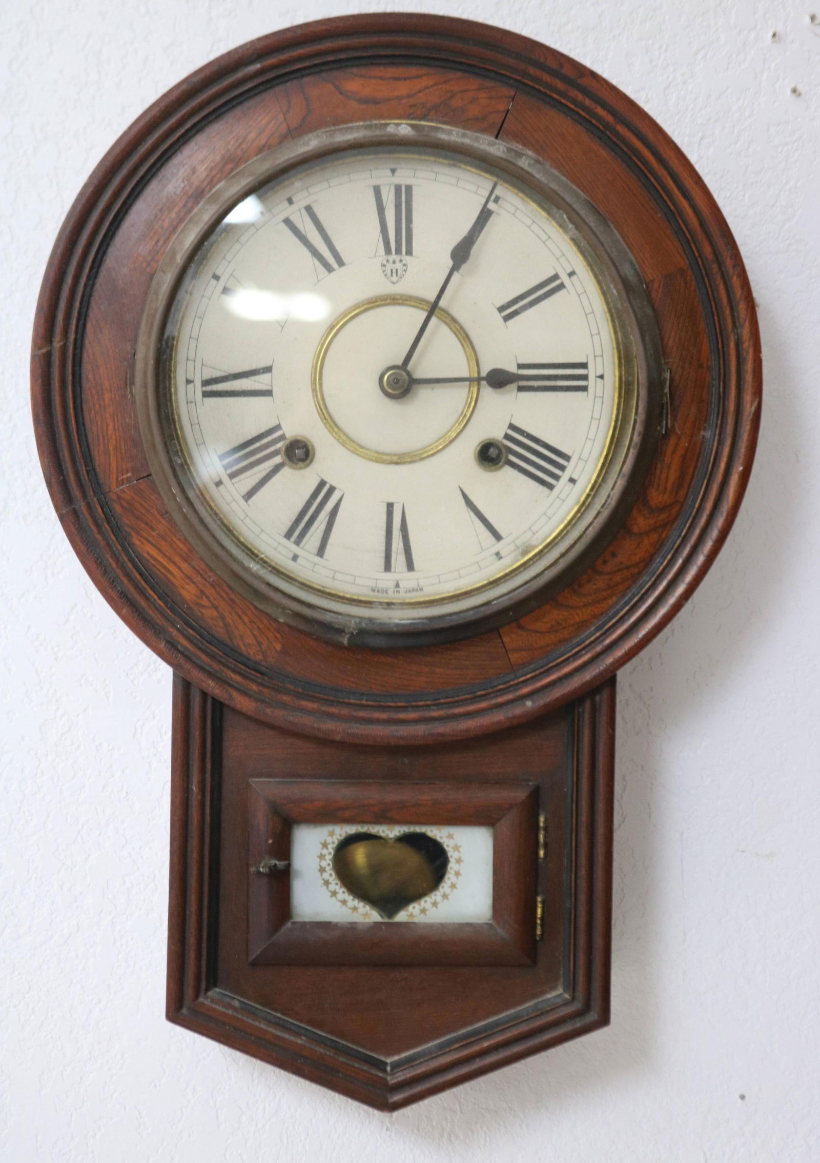 JAPANESE WALL CLOCK, ROSEWOOD FINISH, 18" H, 12" (1 of 1)