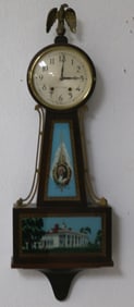 SETH THOMAS MAHOGANY BANJO CLOCK, WASHINGTON &