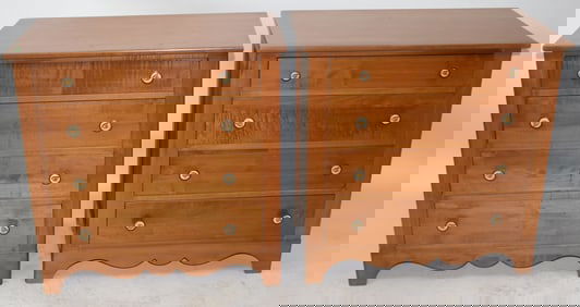 2 HITCHCOCK STYLE 4 DRAWER CHESTS, MAPLE,