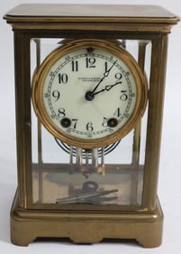 BRASS CRYSTAL REGULATOR CLOCK, TIME & STRIKE,