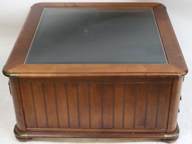 BROYHILL DISPLAY CASE COFFEE TABLE, CHERRY, GLASS