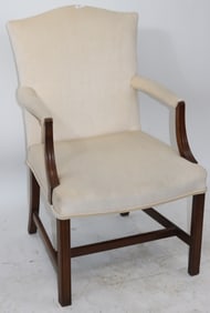 CHIPPENDALE STYLE OPEN ARMCHAIR, MAHOGANY,
