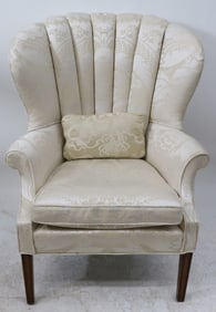 HEPPLEWHITE STYLE BARREL BACK WING CHAIR, CLEAN