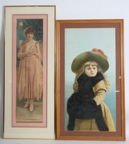 2 FRAMED ADVERTISING LITHOGRAPHS, 1921 POMPEIAN