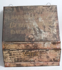 TIN SPICE BOX, WALL HANGING, ADVERTISING BARKDOLL