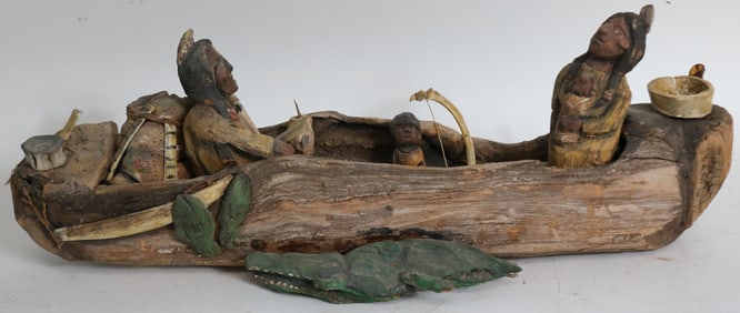 PRIMITIVE CARVED & PAINTED WOOD SCULPTURE,