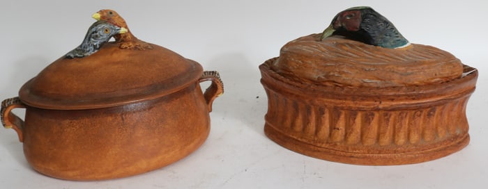 2 FRENCH PILLIVUYT COVERED CASSEROLE DISHES WITH