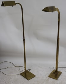 2 BRASS ADJUSTABLE FLOOR LAMPS, 56 1/2" - 53" H