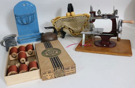 LOT 6 MISC. ITEMS, CHILDS SEWING MACHINE 7" H,