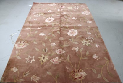 RUG #358, 5' 2" X 8', FLORAL DESIGN, WOOL/SILK