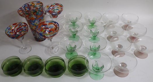 23 PCS. CONTEMPORARY GLASSWARE, 5 PCS. COCKTAIL