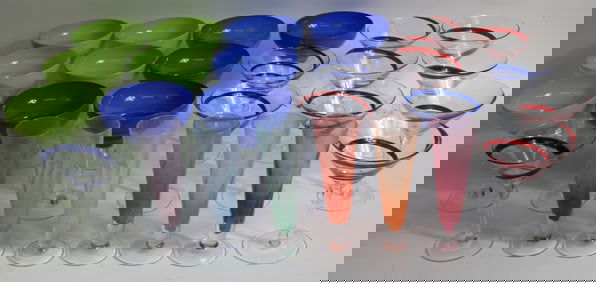 26 PCS. COLORFUL CONTEMPORARY BLOWN GLASS BAR
