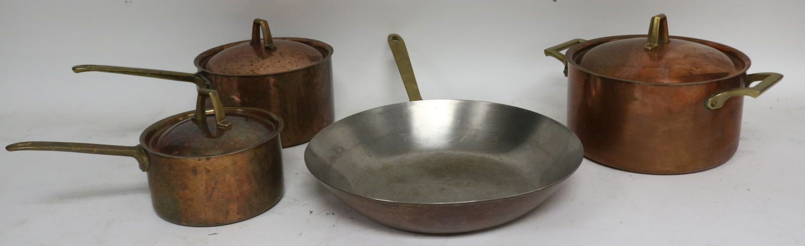 4 PCS. REVERE WARE, COPPER COOKWARE, 3 POTS WITH (1 of 2)