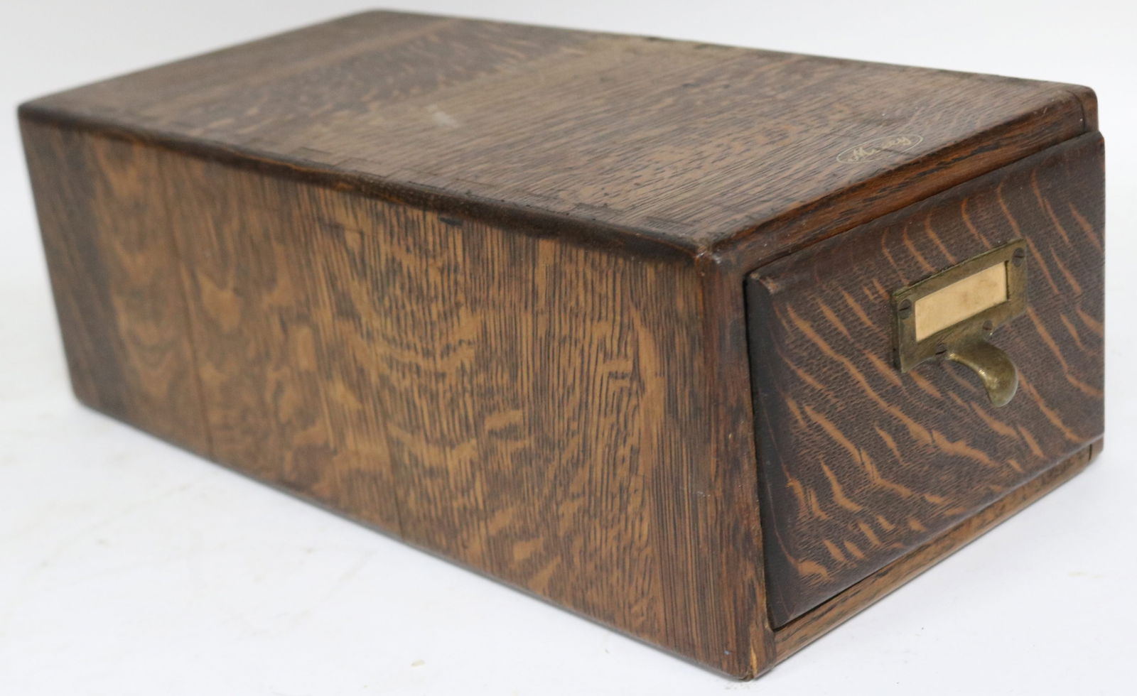 OAK FILE BOX, ORIGINAL NATURAL FINISH, 5" H, 7" (1 of 2)