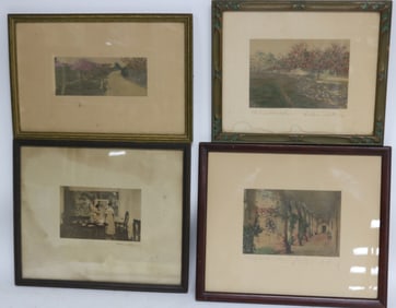 4 WALLACE NUTTING HAND COLORED PHOTOS, INTERIOR &