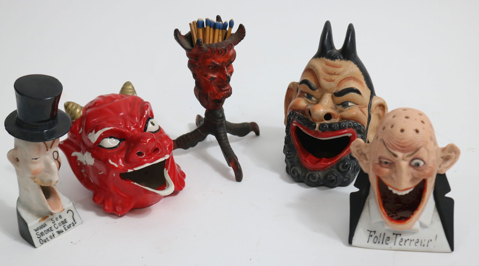 5 DEVIL & EVIL CHARACTER THEMED ASHTRAYS,& CAST (1 of 5)