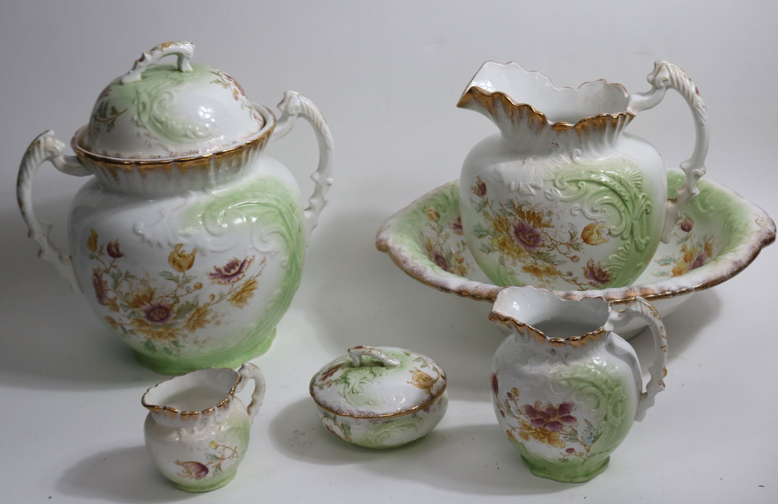 6 PCS. CHAMBER SET, SLOP JAR WITH COVER, BOWL & (1 of 2)