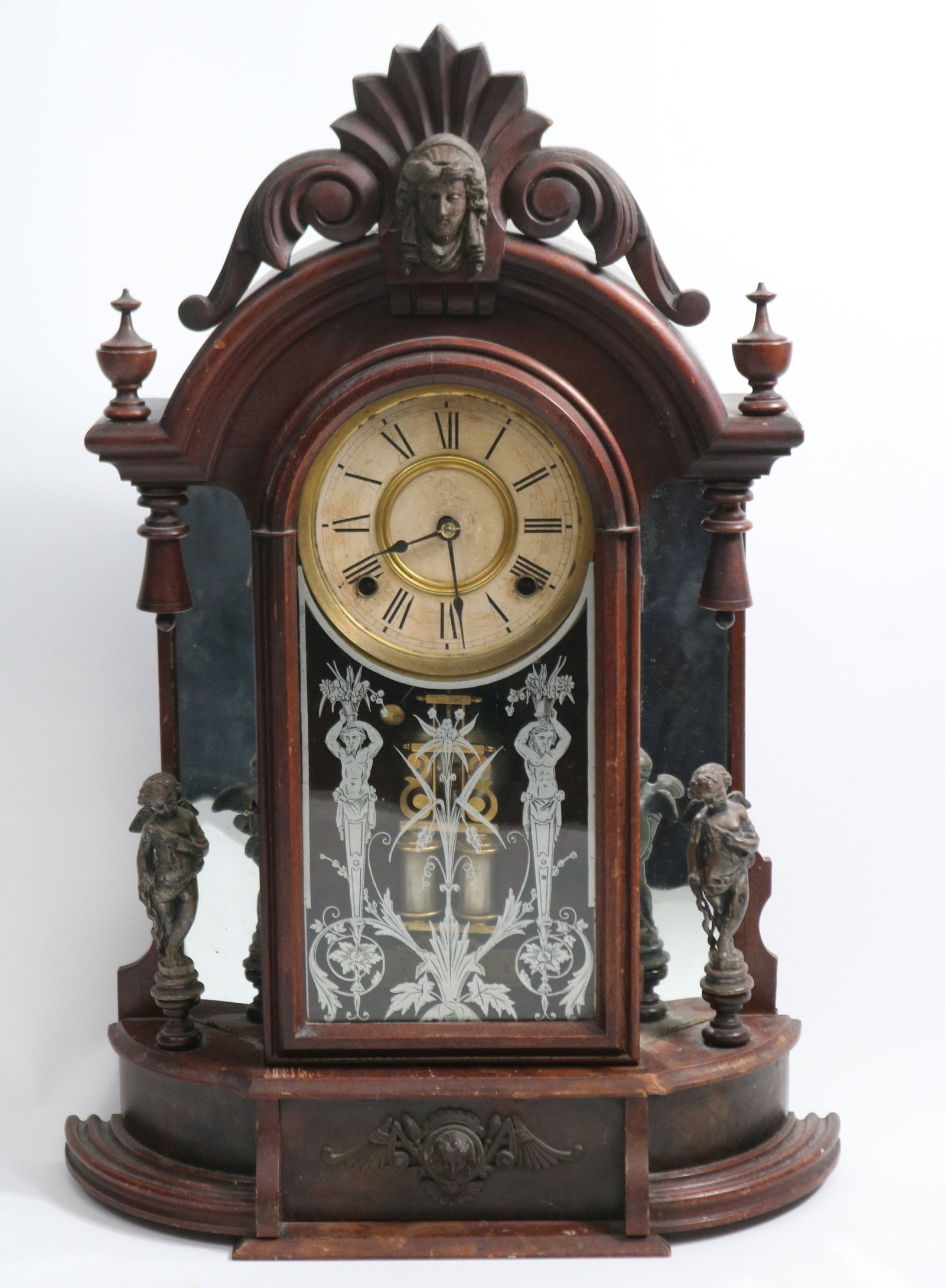 ANSONIA VICTORIAN WALNUT SHELF CLOCK, MIRRORED (1 of 3)
