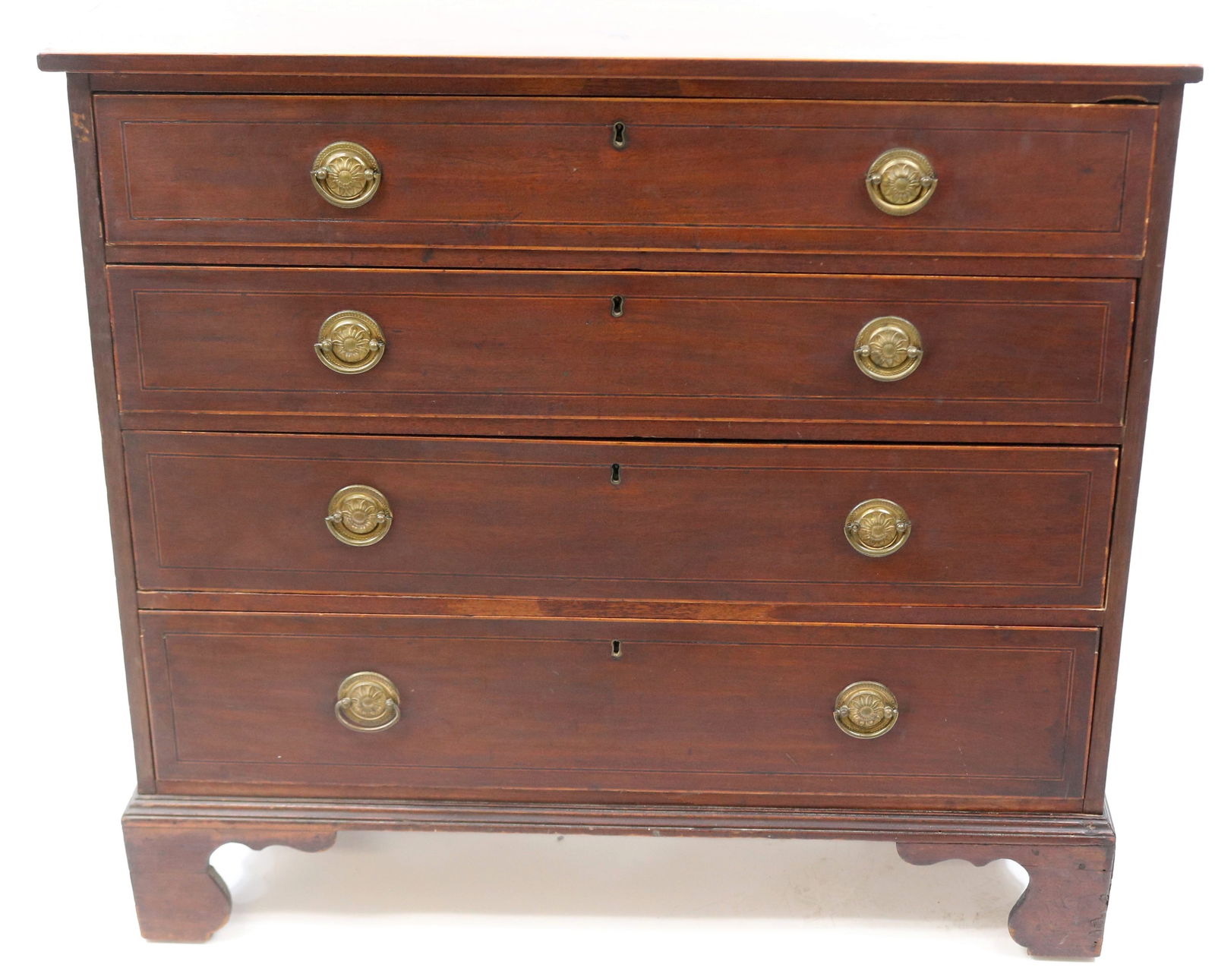 18TH/19TH C. 4 DRAWER CHEST, MAHOGANY, LINE (1 of 5)