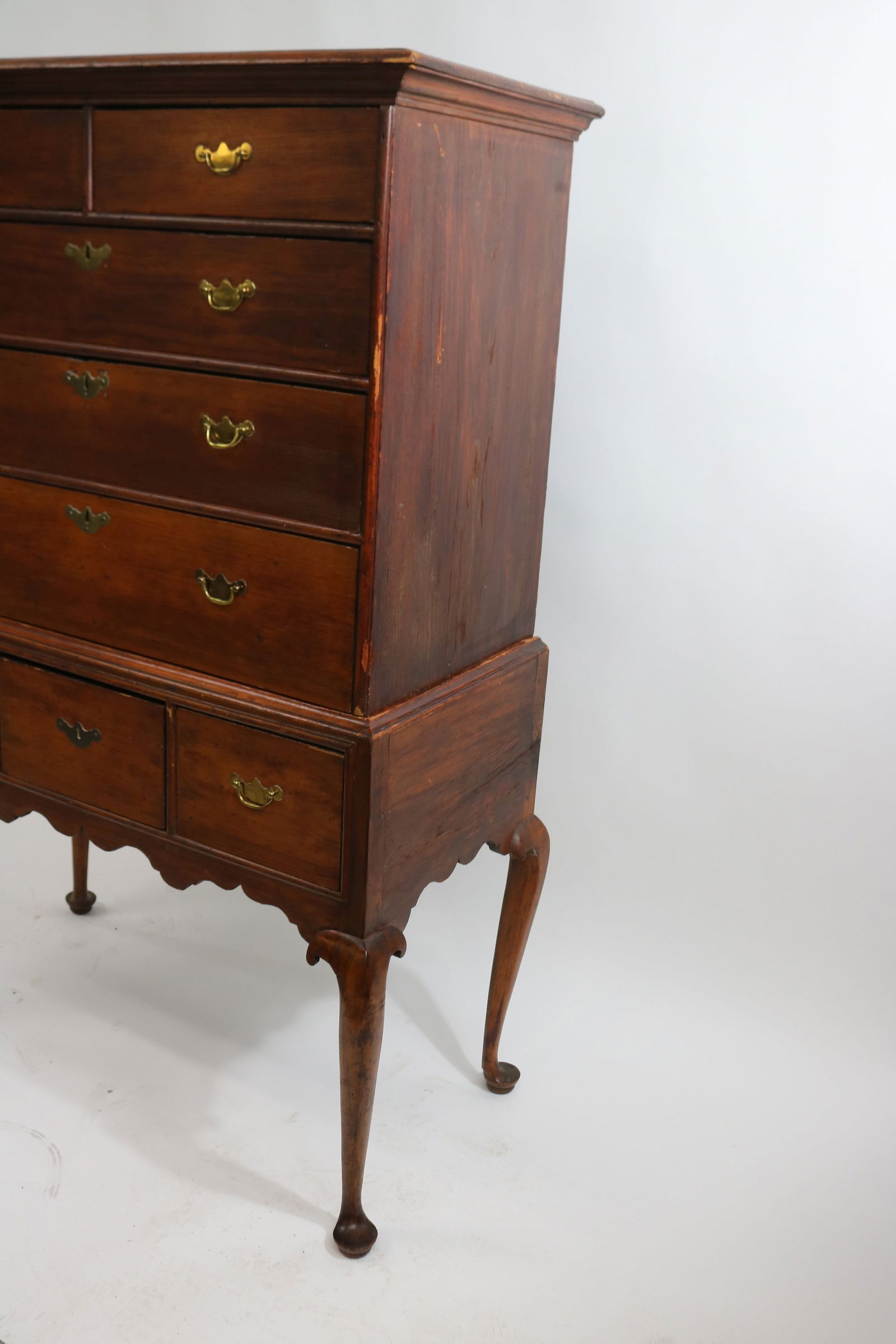 18TH C. QUEEN ANNE HIGH BOY, PINE, REFINISH - 2