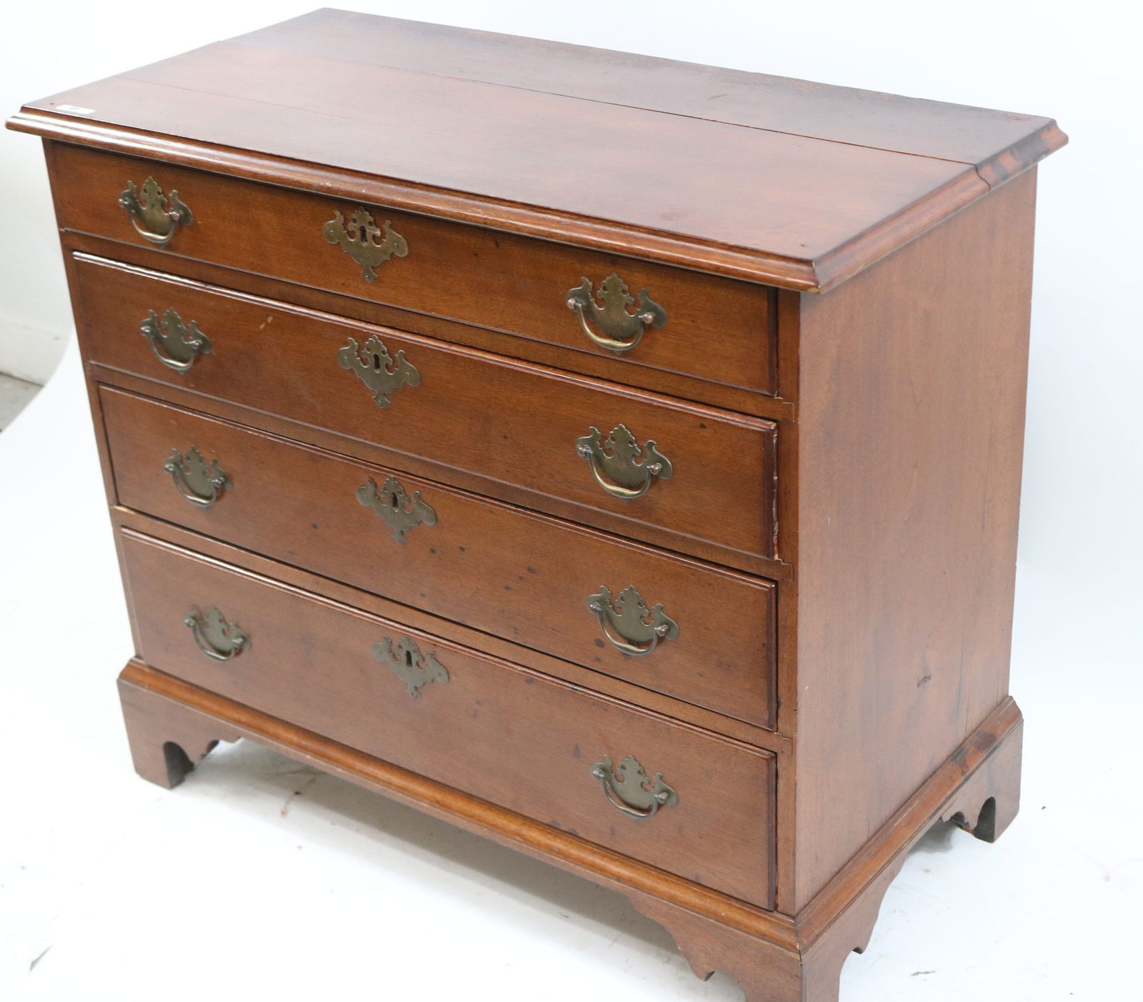 18TH C. CHIPPENDALE 4 DRAWER CHEST, WALNUT, - 2