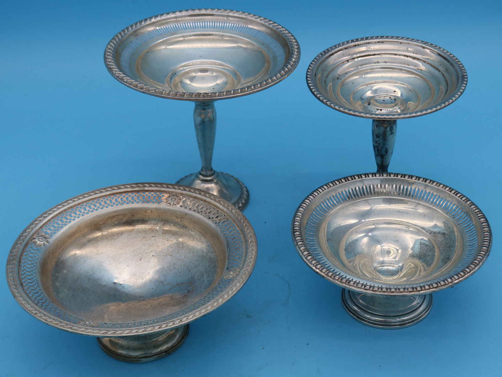 4 WEIGHTED STERLING COMPOTES, 2 3/4" - 6 1/4", 5 (1 of 1)