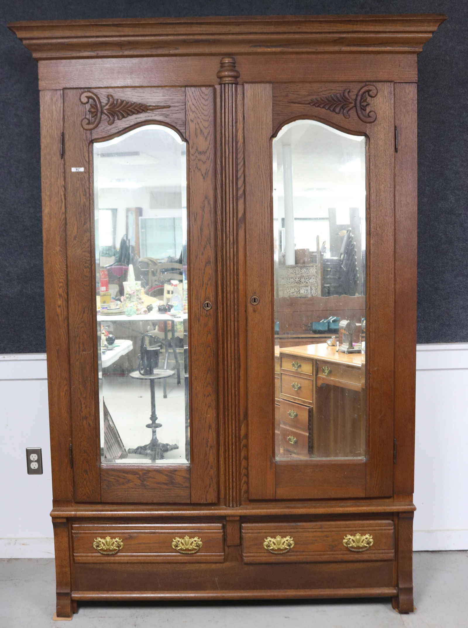 VICTORIA NAOK 2 DOOR ARMOIRE, SHAPED BEVELED (1 of 2)