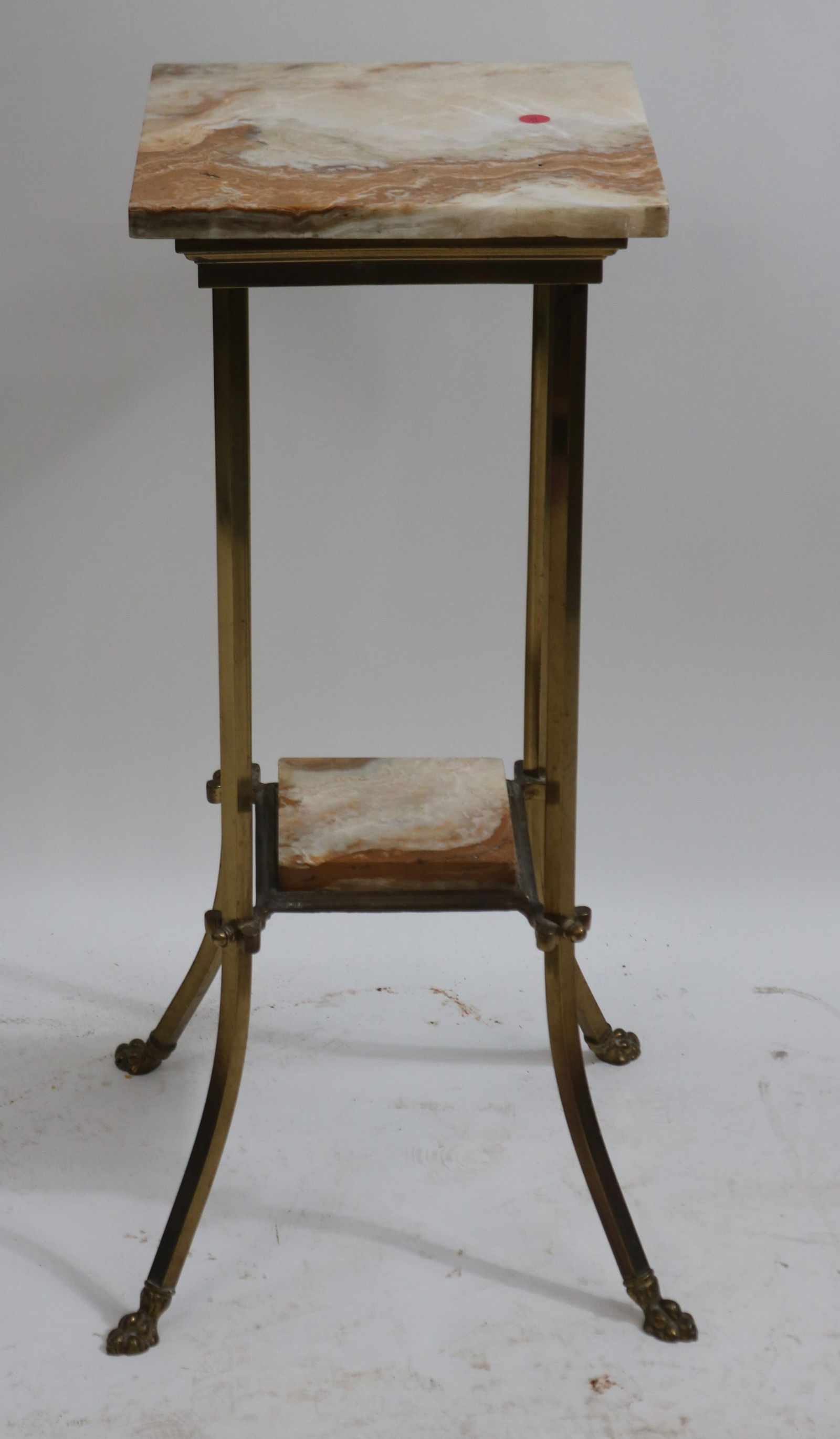 VICTORIAN BRASS 2 TIERED STAND WITH ONYX SHELVES, (1 of 1)