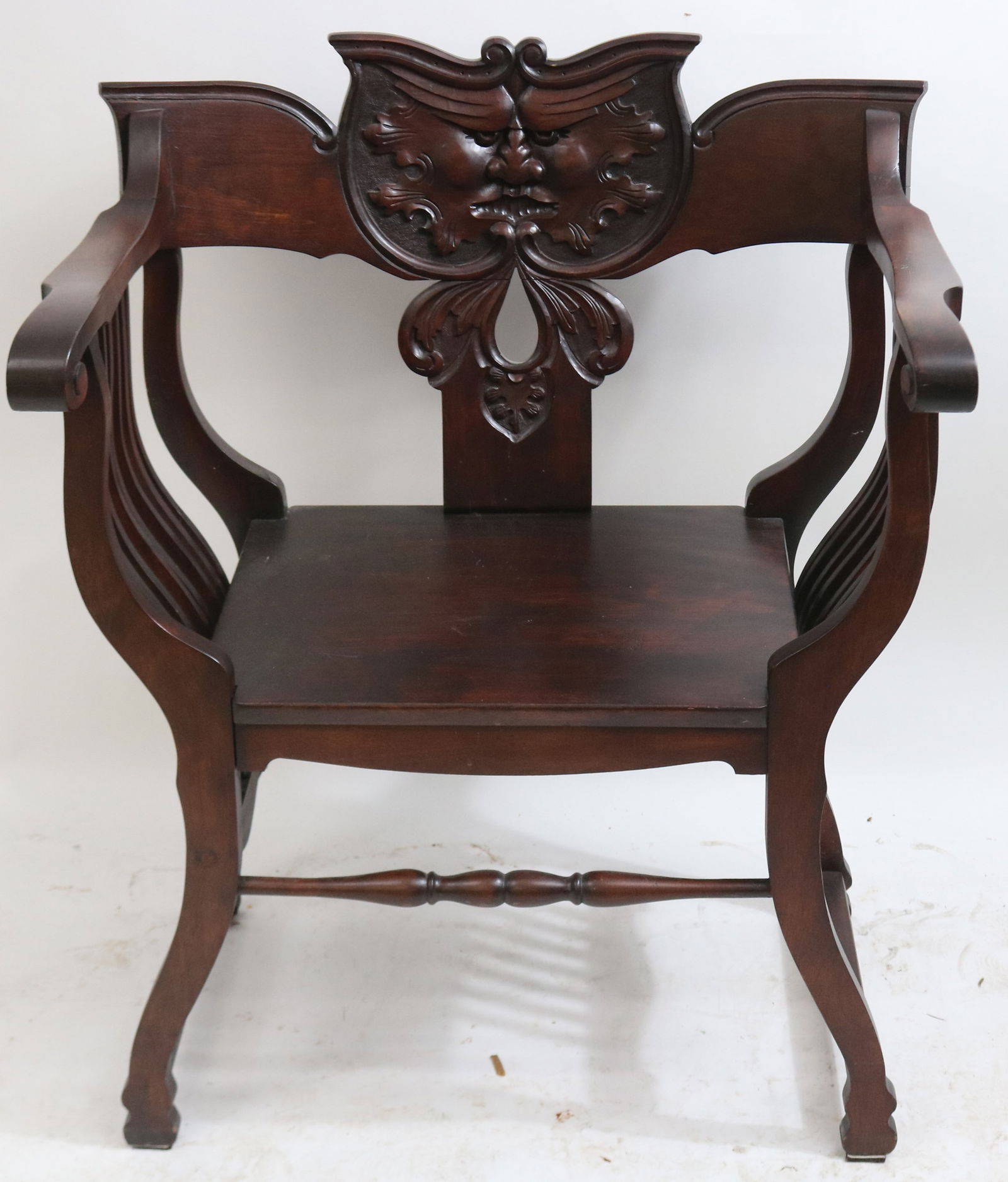 ORNATELY CARVED EDWARDIAN ARM CHAIR WITH (1 of 1)