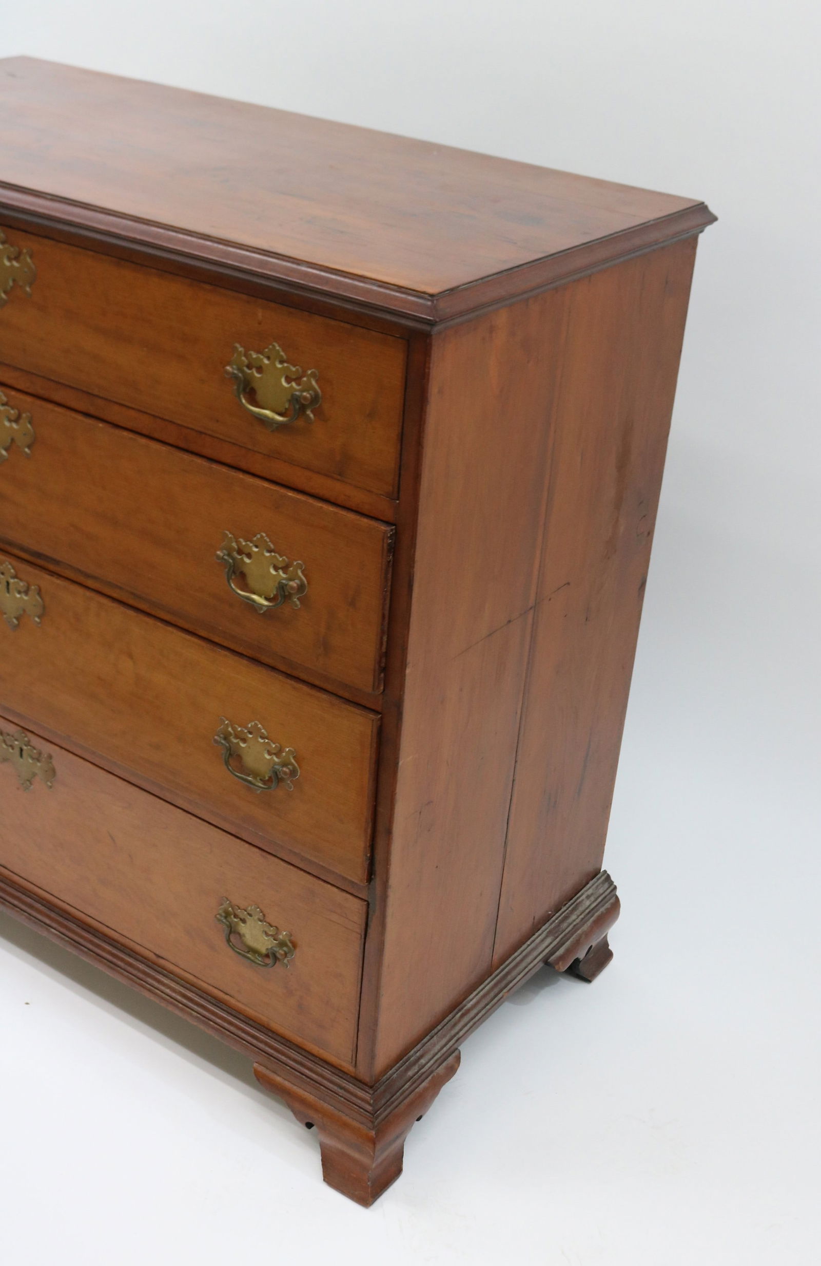 18TH C. CHERRY 4 DRAWER CHEST, RESTORED OGEE - 2