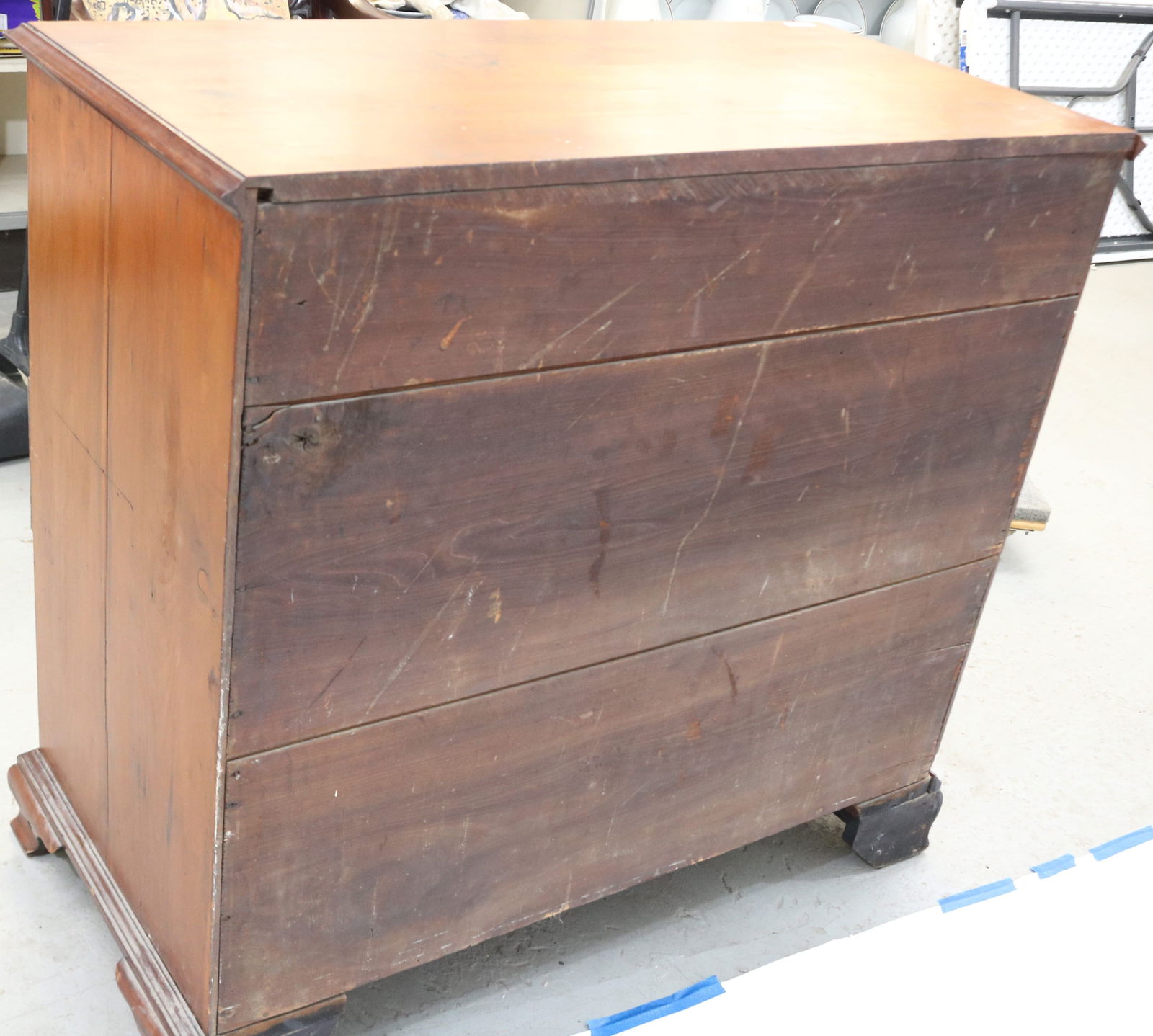 18TH C. CHERRY 4 DRAWER CHEST, RESTORED OGEE - 3