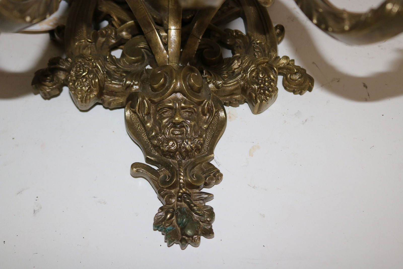 PAIR ORNATE BRASS 5 LIGHT WALL SCONCES WITH - 3