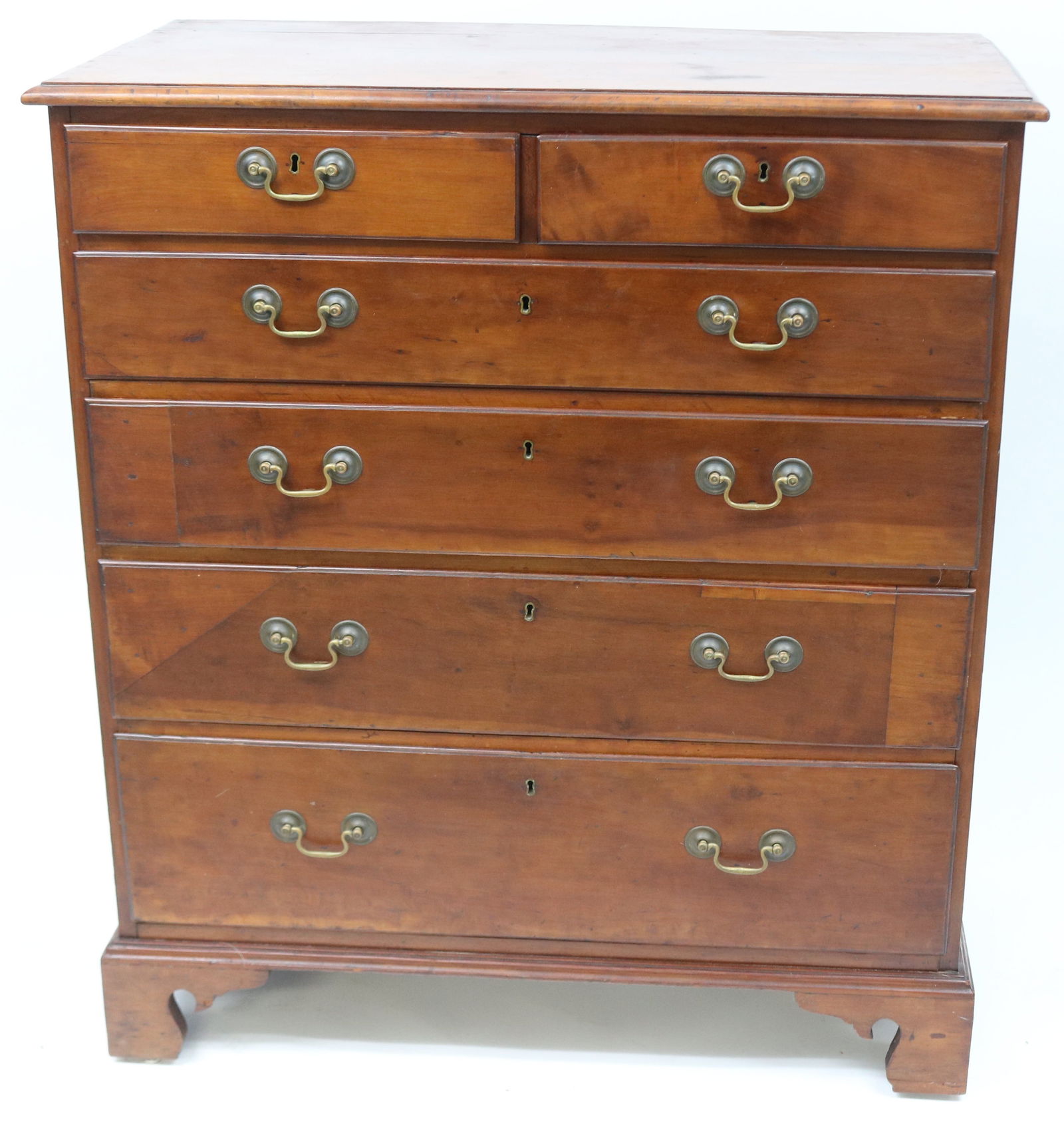 CHERRY CHIPPENDALE CHEST, 2 OVER 4, LIPPED (1 of 5)