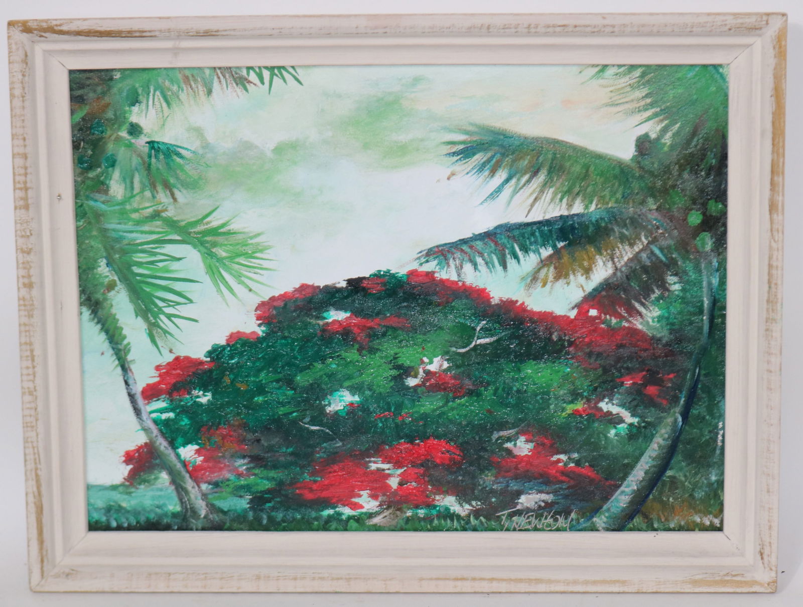 TRACY NEWTON 2ND GEN HIGHWAYMAN, 21ST C. OIL ON: MASONITE, RED TREE, 11" X 15" SIGHT, 13 1/2" X 17 1/2" OVERALL, SIGNED LOWER RIGHT