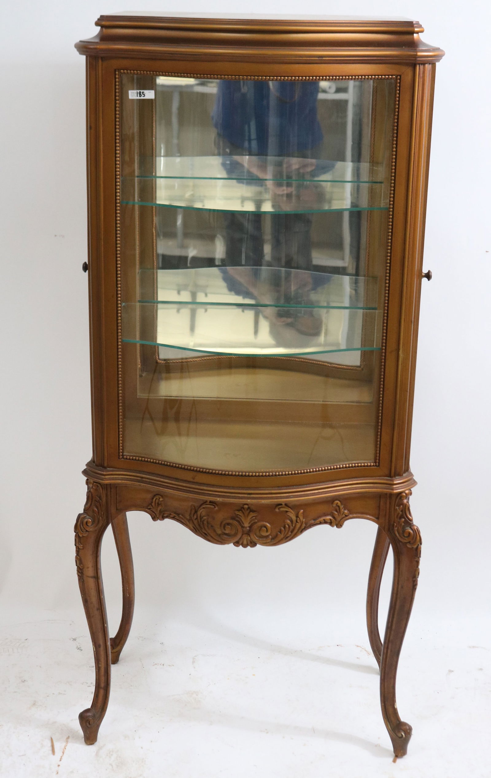 FLINT-HORNER CURIO CABINET, CARVED BASE, SHAPED (1 of 3)