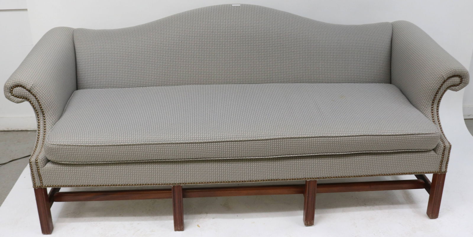 CUSTOM CHIPPENDALE STYLE CAMEL BACK SOFA, REED (1 of 2)