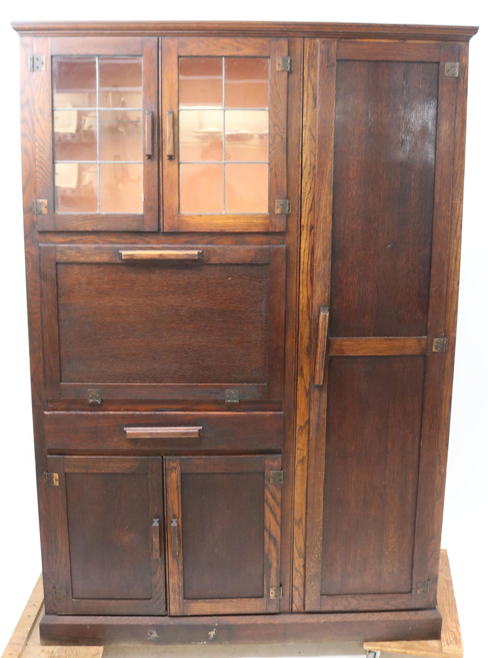 ART DECO OAK KITCHEN CABINET, PROBABLY ENGLISH, (1 of 2)
